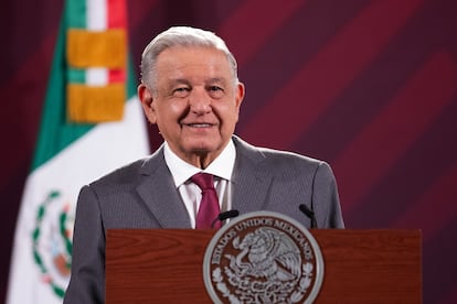 Andrés Manuel López Obrador durante su conferencia matutina de este jueves, en Ciudad de México.