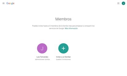 Crear una familia con tus cuentas de Google.