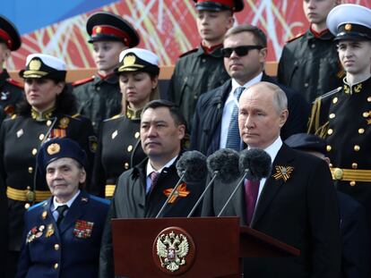 Vladímir Putin durante su discurso en el Día de la Victoria, en una imagen distribuida este martes por el Kremlin.