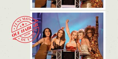 Las Spice Girl recogen un Brit Music Award en 1997.