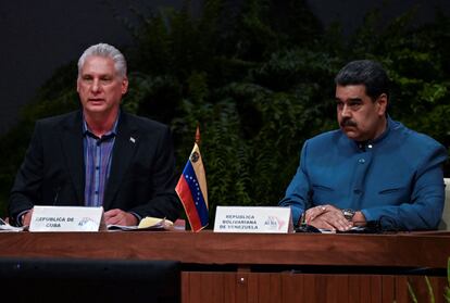 Miguel Díaz-Canel, presidente de Cuba, y Nicolás Maduro, mandatario de Venezuela, en La Habana
