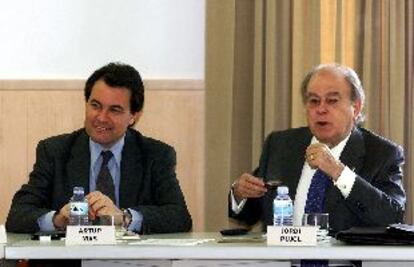 Jordi Pujol y Artur Mas, durante la reunión de ayer de Convergència Democràtica de Cataluña.