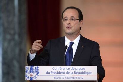 Fran&ccedil;ois Hollande durante la rueda de prensa. 