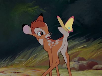 <b>¿Quién es?</b> <br> Uno de los mayores clásicos de Disney, el cervatillo cuya madre muere -como en un altísimo porcentaje de las películas de Disney-. Bambi tiene, mientras es aún una cría, una imagen dulce y tímida que ha causado dudas sobre su sexo. <br> <b>¿Femenino o masculino?</b><br> Para el director de 'Cinemanía', Carlos Marañón, es masculino: "Aunque es el lenguaje el que nos marca bastante: como acaba en 'i' es más fácil pensar que es femenino". Sin embargo, para la sexóloga Eva Moreno, "por la protección y lo maternal", es femenino. Atendiendo a la película, a Bambi, al final, le salen los cuernos (de ciervo). Bambi era macho y se casa finalmente con la cervatilla Faline.