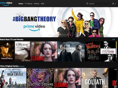 El menú de Amazon Prime Video.