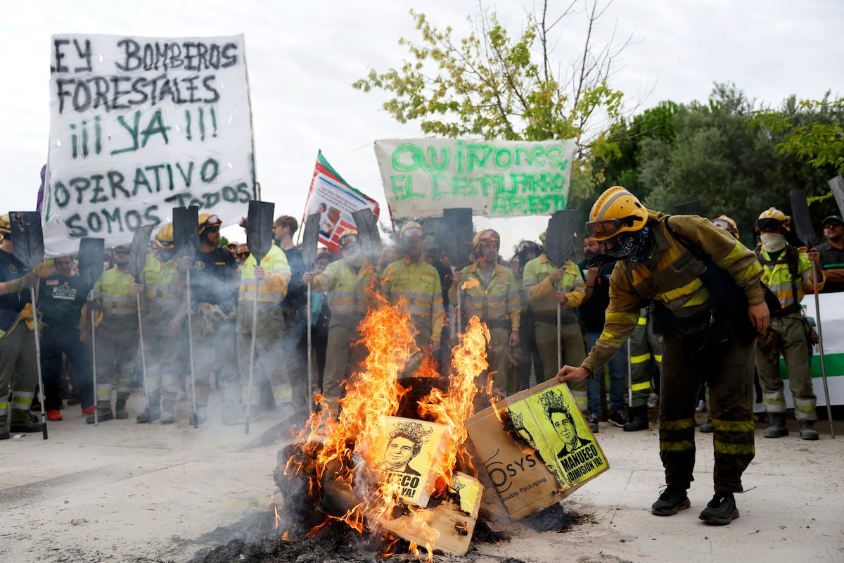 Decenas de personas protestan ante las Cortes de Castilla y León por la gestión de Mañueco de los incendios