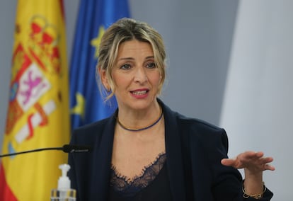 Yolanda Díaz, este martes en la Moncloa.