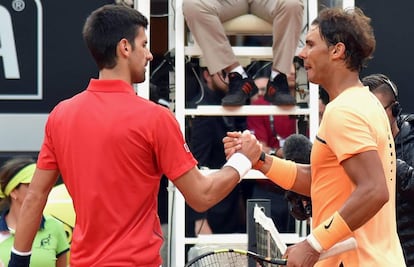 Nadal y Djokovic en el Masters de Roma este mes de mayo.