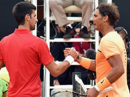 Nadal y Djokovic en el Masters de Roma este mes de mayo.