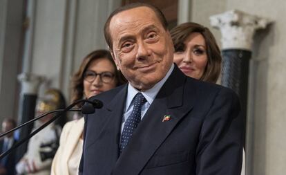 Silvio Berlusconi en una rueda de prensa, este miércoles, en Roma.