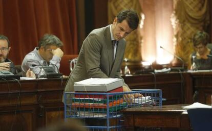 Ramón Gómez, portavoz del PP en San Sebastián, durante el último pleno municipal.