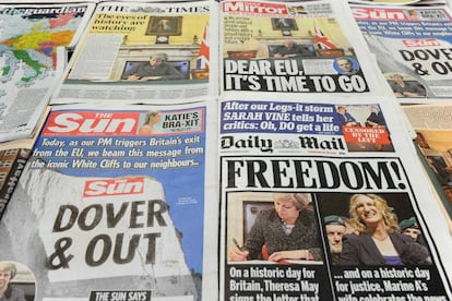 Las portadas de los diarios británicos el 29 de marzo, día que se activa el 'Brexit'.