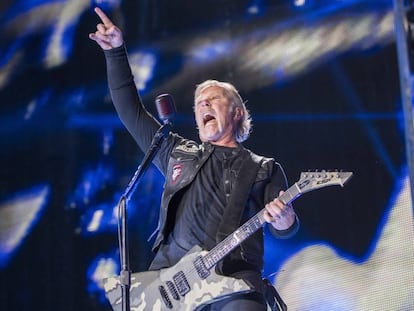 James Hetfield, líder de Metallica, durant el concert que va oferir a Barcelona.
