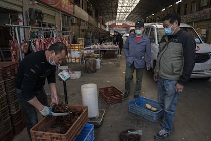 El mercado mayorista de Rungis, el 7 de abril.