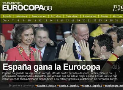 Aspecto de la cobertura especial sobre la Eurocopa 2008 en ELPAÍS.com