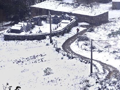 El temporal trae las primeras nieves a Pedrafita