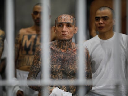 Reos en el Centro de Confinamiento del Terrorismo en Tecoluca, El Salvador, el 12 de octubre de 2023.
