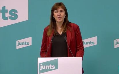 La candidata de JxCat a las elecciones catalanas, Laura Borràs, este martes.