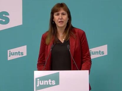 La candidata de JxCat a las elecciones catalanas, Laura Borràs, este martes.