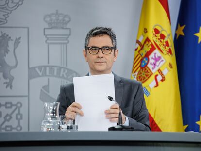 Félix Bolaños, en la conferencia de prensa posterior al Consejo de Ministros de este martes.