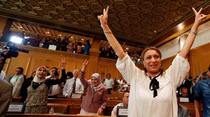 Souad Abderrahim celebra su victoria en las urnas.