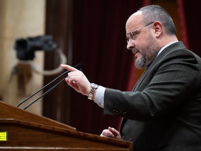 El presidente del PP de Cataluña, Alejandro Fernández, el miércoles de esta semana en el Parlamento de Cataluña.