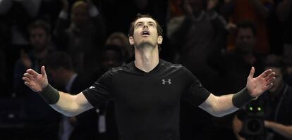 Murray celebra su triunfo frente a Raonic en semifinales.