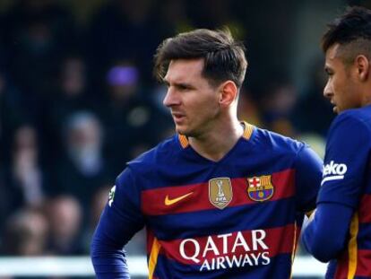 Lionel Messi, junto a Neymar en un partido en El Madrigal. 