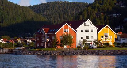 Vista de la bah&iacute;a de Namsos (Noruega).