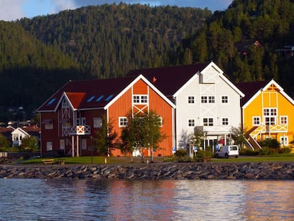 Vista de la bah&iacute;a de Namsos (Noruega).