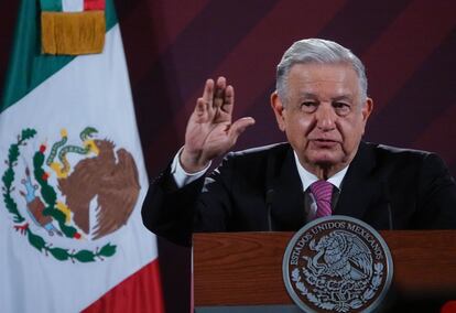 Andrés Manuel López Obrador, durante su conferencia de prensa matutina de este martes.