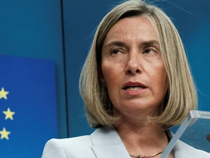 Federica Mogherini, este lunes en Bruselas.