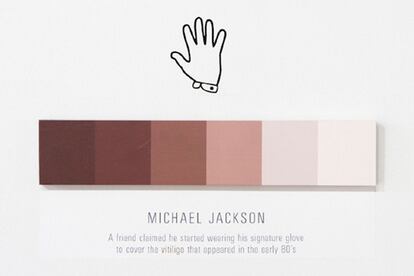 Y otra transicin cromtica: la del color de las manos de Michael Jackson.