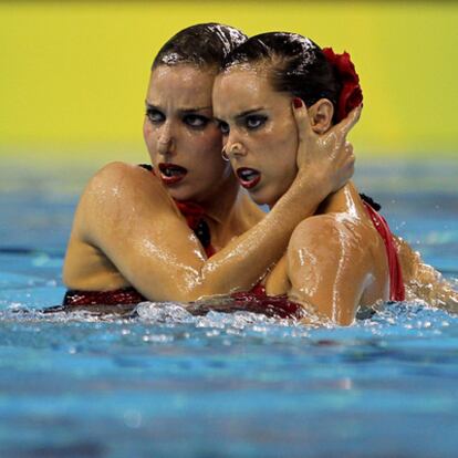 Ona Carbonell y Andrea Fuentes, en la final de ayer.