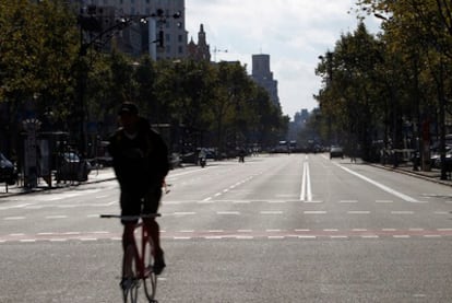 El Paseo de Gràcia de Barcelona este mediodía.