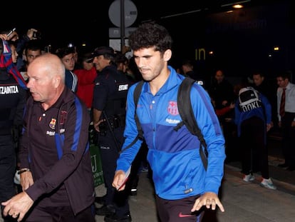 Aleñá, a su llegada a Eibar para el duelo del sábado.