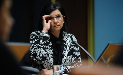 La directora de Emakunde, Izaskun Landaida, este viernes en el Parlamento