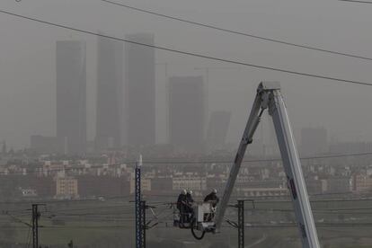 Calima en Madrid, vista el jueves desde Cantoblanco.