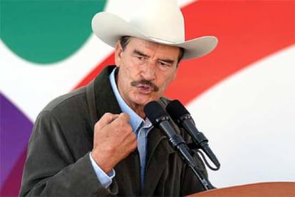 El presidente Fox, durante su discurso de ayer en Silao (Guanajuato).