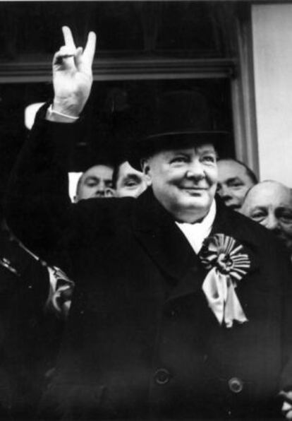Winston Churchill durante la campaña electoral de 1949