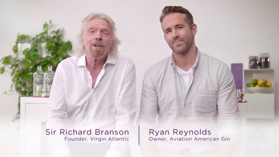 Ryan Reynolds vende por 500 millones su marca de ginebra 1 El magnate Richard Branson y el actor Ryan Reynolds.
