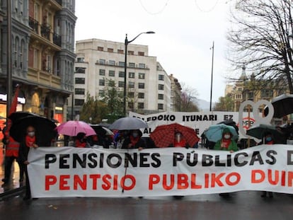 Manifestación de pensionistas en Bilbao.