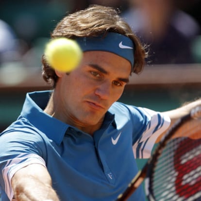 Federer, durante su partido victorioso contra Luczak.