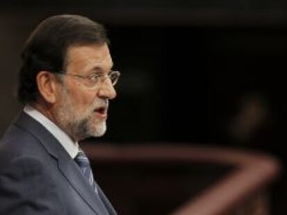 El presidente del PP, Mariano Rajoy, interviene durante la primera jornada del debate sobre el estado de la nación