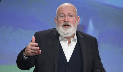 El vicepresidente primero de la Comisión Europea, Frans Timmermans, en rueda de prensa en Bélgica el 19 de noviembre.