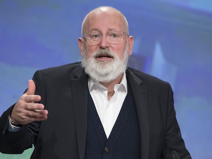 El vicepresidente primero de la Comisión Europea, Frans Timmermans, en rueda de prensa en Bélgica el 19 de noviembre.