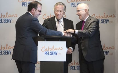 Ramon Espadaler (esq), Joan Corominas (centre) i Josep Antoni Duran Lleida (esq.), a la presentació de Catalans pel Seny.
