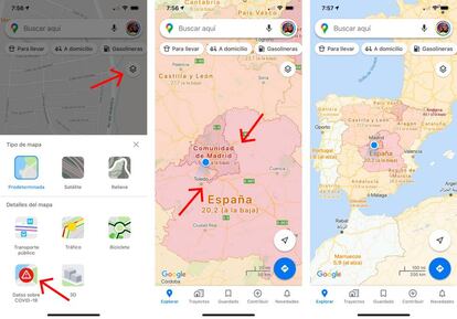 Nueva capa Covid-19 de Google Maps.