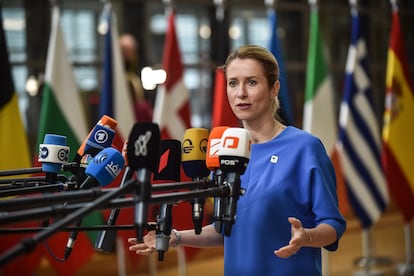 La primera ministra de Estonia, Kaja Kallas, este viernes en Bruselas.