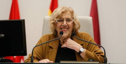 Manuela Carmena en el pleno del Ayuntamiento de Madrid. 